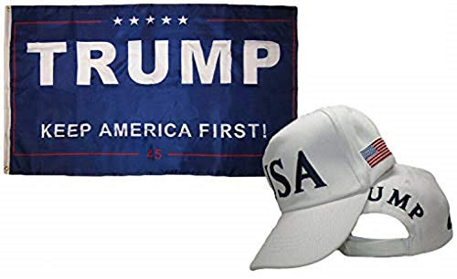 K's Novelties 3'x5' Trump Keep America First 45 Blue and USA Trump 45th President White Navy Hat K's Novelties 3'x5' Trump Keep America First 45 Blue and USA Trump 45th President White Navy Hat