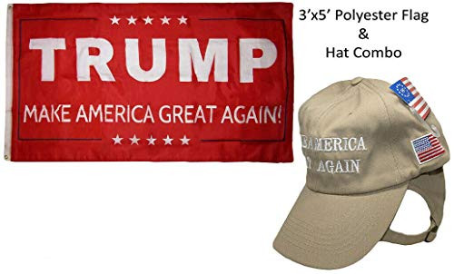 K's Novelties 3'x5' Trump Make America Great Again Red and Make America Great Khaki White Hat K's Novelties 3'x5' Trump Make America Great Again Red and Make America Great Khaki White Hat
