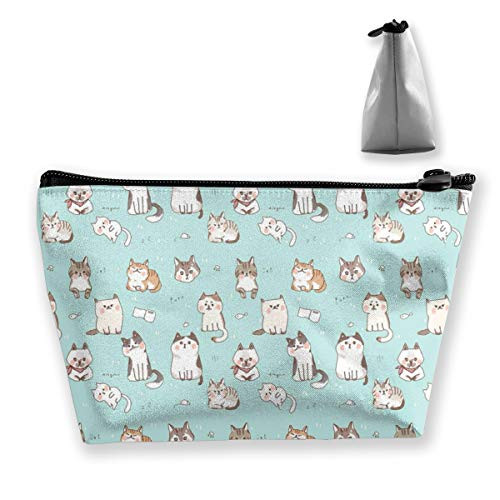 O-X-X-O Kawaii Cat Makeup Toiletry Bag Travel Cosmetic Organizer Waterproof Multi-Purpose Trapezoidal Storage Tote Makeup Tools Bag Cosmetic Makeup Bags Zipper