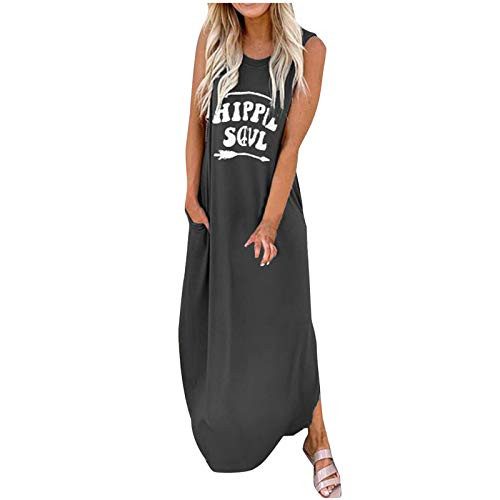 officpb Summer Dress for WomenFashion Women O-Neck Sleeveless Letter Printed Casual Long Maxi Dress Black officpb Summer Dress for WomenFashion Women O-Neck Sleeveless Letter Printed Casual Long Maxi Dress Black