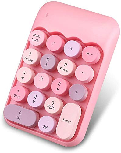 2.4G Wireless Numeric KeypadPortable Cute 18-Round keycaps Keypad Financial Accounting Numeric Mini Keypad Keyboard for LaptopPCDesktopNotebooketc with USB Receiver -Pink-