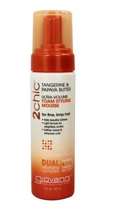 Giovanni 2chic Tangerine and Papaya Butter Ultra-Volume Foam Styling Mousse 7 fl oz -207 ml- -Pack of 2- Giovanni 2chic Tangerine and Papaya Butter Ultra-Volume Foam Styling Mousse 7 fl oz -207 ml- -Pack of 2-