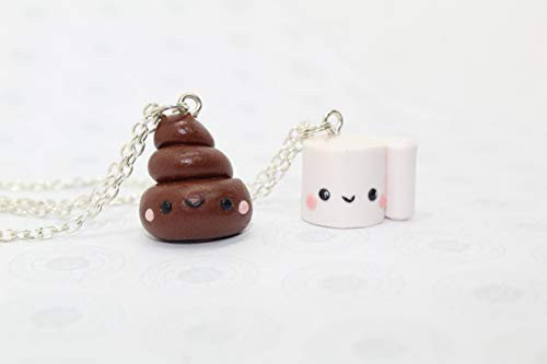 Emoji Poop Necklace - Poop and paper - Emoji Necklace For Girl - Emoji Necklace - Bff Poop Necklace - Poop Emoji - Joke Gifts - Necklace for 2 - Poop and Toilet Paper Jewellery - Friendship Necklace