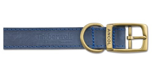 Ancol Timberwolf Leather Collar Blue 50-59cm Size 7