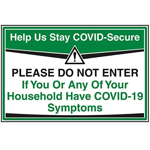 V Safety CV203BA-R VSafety Stay Covid Secure-Do Not Enter If. Sign 300mm x 200mm-1mm Rigid Plastic