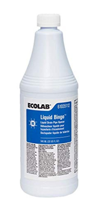 Ecolab Liquid Bingo Drain Pipe Opener 32 Fl Oz Bottle Industrial Cleaner