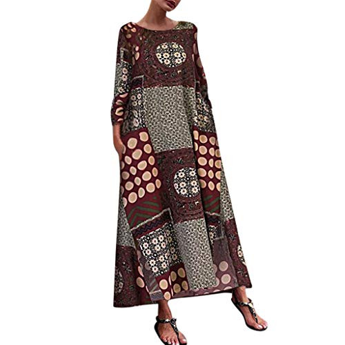 Gillberry Women's Dress Women's Summer Casual Loose Sleeveless Linen Boho Print Long Dress Plus Size Maxi Dresses Large Red B Gillberry Women's Dress Women's Summer Casual Loose Sleeveless Linen Boho Print Long Dress Plus Size Maxi Dresses Large Red B