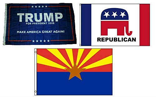 K's Novelties 3x5 Trump 1  and  Republican  and  State of Arizona Wholesale Set Flag 3'x5'