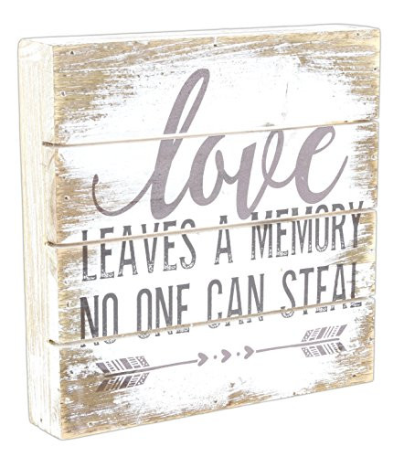 Sincere Surroundings 6"x6" Primitive Style Wood Block Sign (Love Leaves a Memory)