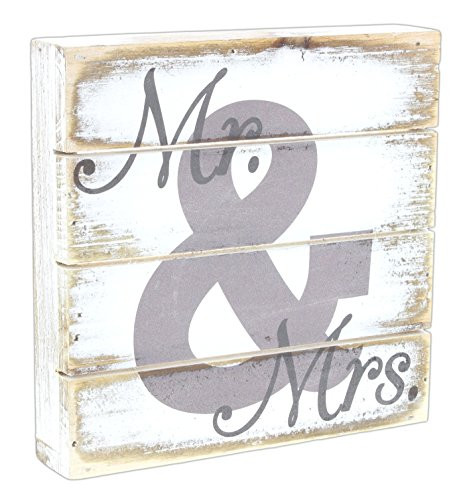 Sincere Surroundings 6"x6" Primitive Style Wood Block Sign (Mr. & Mrs.)