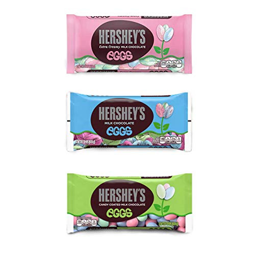 Hershey's Chocolate Easter Eggs Bundle - 3 Pack of Hershey Eggs - 10oz Hershey Chocolate Eggs 10oz Hershey Candy Coated Eggs 10oz Hershey Extra Creamy Chocolate Eggs - Easter Candy