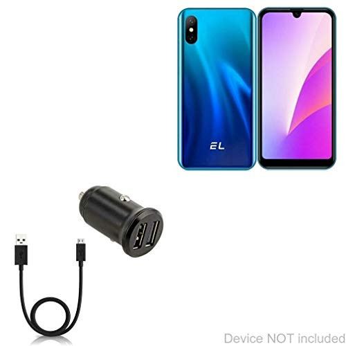 E and L D58 Car Charger BoxWave -Minimus Car Charger with DirectSync Cable- Tiny Small Minimal Compact Dual Car Charger for E and L D58 - Jet Black E and L D58 Car Charger BoxWave -Minimus Car Charger with DirectSync Cable- Tiny Small Minimal Compact Dual Car Charger for E and L D58 - Jet Black