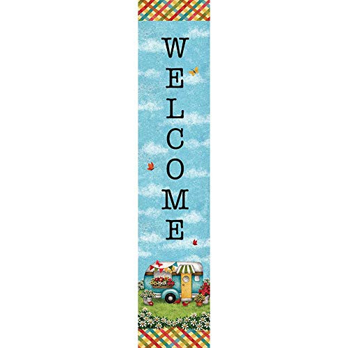 Custom Decor Happy Camper Welcome - Yard Expression Sign - 6 inch x 30 inch PVC sign Licensed, Trademarked, Copyright by Inc. Made in the USA!