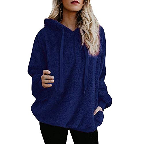 Gillberry Women Jacket Women Hooded Long Coat Jacket Hoodies Parka Outwear Cardigan Coat -Blue US L-AS XL-