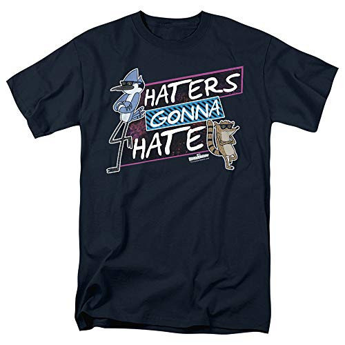 Regular Show Haters Gonna Hate T Shirt  and  Stickers -Medium- Navy