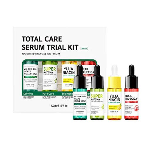-SOME BY MI- Total Care Serum Trial Kit -Miracle Serum 14ml  plus Snail Serum 14ml  plus Super Matcha Serum 14ml  plus Yuja Serum 14ml-