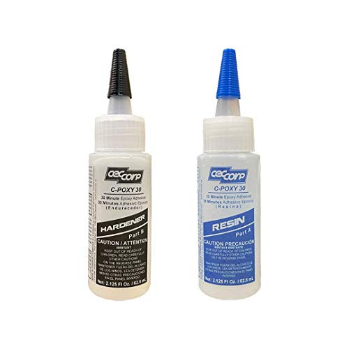 C-POXY 30 by CECCORP is a 2X2.125 Oz Fast-mid Setting 30 Minutes epoxy Adhesive-Glue. Recommended for bonding Metal Ceramics Stone Glass Concrete Wood Fiberglass and Many Plastics.