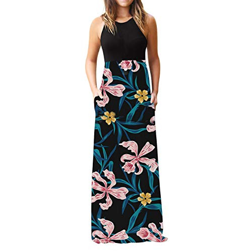 Toeava 2021 Summer Maxi Dress for Women Womens Sexy Sleeveless Floral Printing O-Neck Maxi Dress Party Loose Long Dress Toeava 2021 Summer Maxi Dress for Women Womens Sexy Sleeveless Floral Printing O-Neck Maxi Dress Party Loose Long Dress