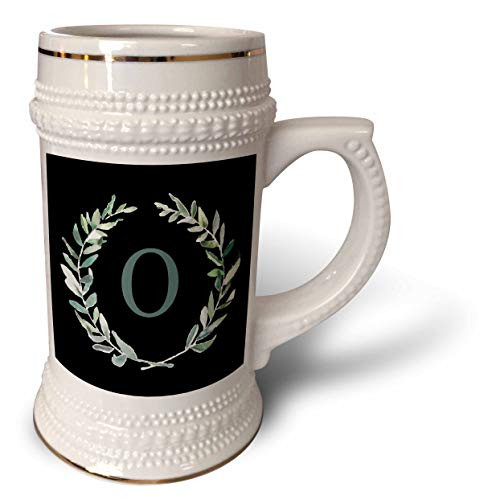 3dRose Wreath with monogram initial letter O in green on black. - 22oz Stein Mug -stn-337371-1-