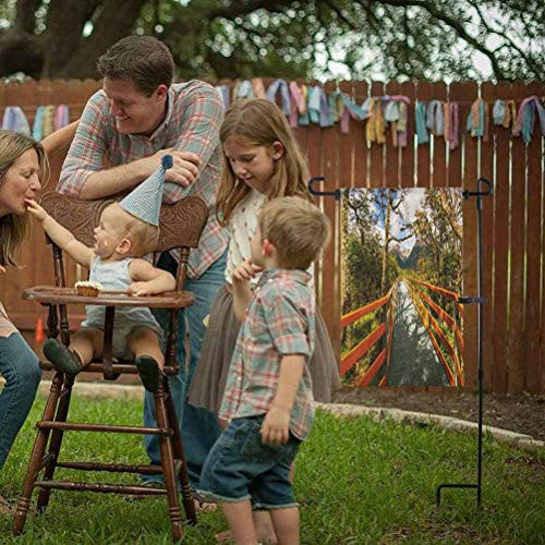 ScottDecor 12" W x 18" L Countryside Decorative Xmas Outdoor Flag Ideal Decoration Wooden Boardwalk in Forest Wilderness Getaway Footpath Summertime Hike Orange Green Brown