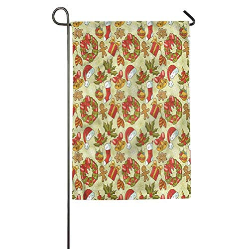 ParadiseDecor Christmas Personalized Garden Flag Home Decorative Outdoor Double Sided Flag Jolly Vintage Icons 12" W x 18" L