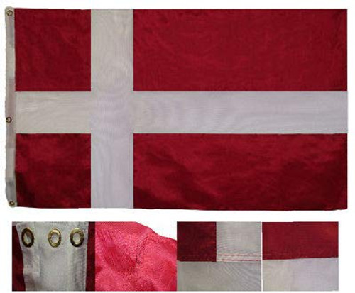 K's Novelties 3x5 Embroidered Sewn Denmark Premium Quality 300D Nylon Flag 3'x5' K's Novelties 3x5 Embroidered Sewn Denmark Premium Quality 300D Nylon Flag 3'x5'