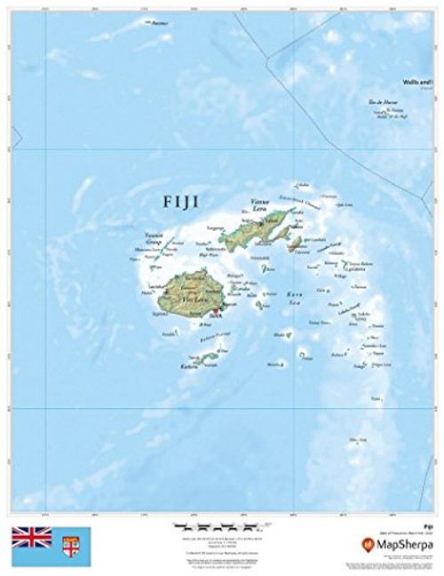 Fiji - 17" x 22" Paper Wall Map