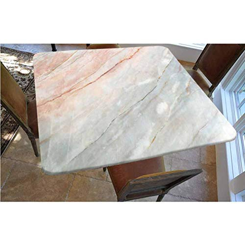 Marble Polyester Fitted TableclothOnyx Stone Textured Natural Featured Authentic Scratches Artful Illustration Decorative Square Elastic Edge Fitted Table CoverFits Square Tables 36x36 Peach Pale G