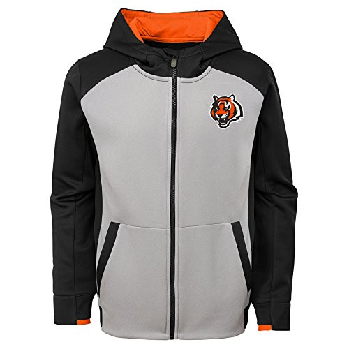 NFL Cincinnati Bengals Boys Outerstuff "Hi Tech" Performance Full Zip Hoodie Team Color Youth Large -14-16- NFL Cincinnati Bengals Boys Outerstuff "Hi Tech" Performance Full Zip Hoodie Team Color Youth Large -14-16-
