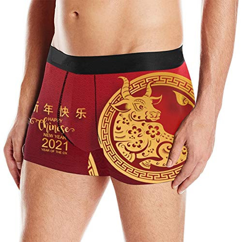 Happy Chinese New Year 2021 Year Of The Ox Men's USA Made Boxer Briefs -S.7- White
