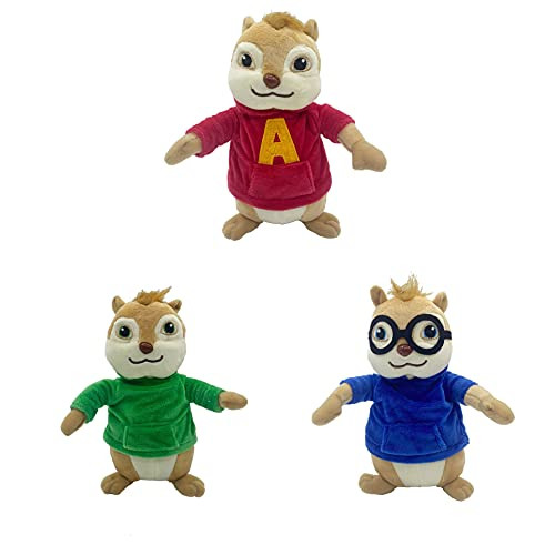 Alvin and The Chipmunks Plush Toys 3PCS Simon  and  Theodore Soft Anime Doll for Children -7 Inch-