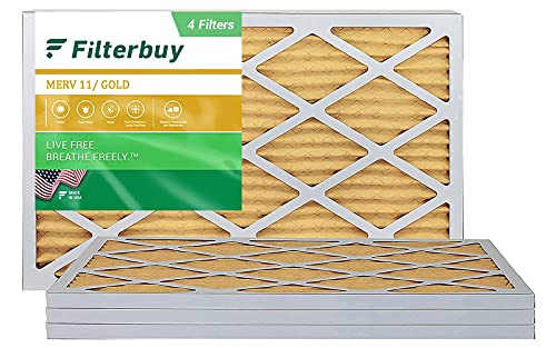 FilterBuy 14x24x1 Air Filter MERV 11 Pleated HVAC AC Furnace Filters -4-Pack Gold-