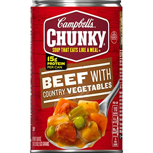 Campbell's Chunky Soup Beef with Country Vegetables 18.8 Ounce -Pack of 12- -Packaging May Vary-