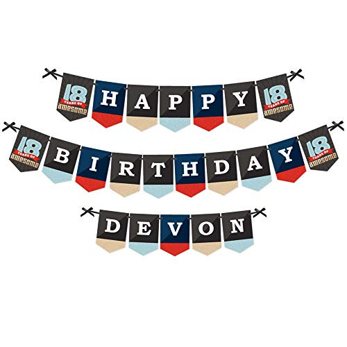 Big Dot of Happiness Personalized Boy 18th Birthday - Custom Eighteenth Birthday Party Bunting Banner and Decorations - Happy Birthday Custom Name Banner Big Dot of Happiness Personalized Boy 18th Birthday - Custom Eighteenth Birthday Party Bunting Banner and Decorations - Happy Birthday Custom Name Banner