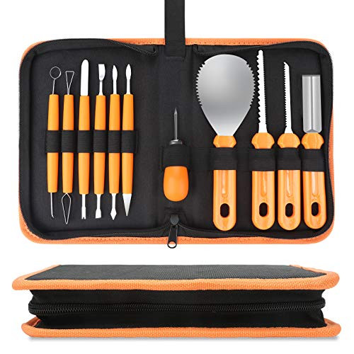 Professional Pumpkin Carving Set 11Pcs Heavy Duty Stainless Steel Pumpkin Carving Kit for Adults and Kids Halloween Pumpkin Decoration Jack-O-Lantern Carving Knife with Carrying Bag Professional Pumpkin Carving Set 11Pcs Heavy Duty Stainless Steel Pumpkin Carving Kit for Adults and Kids Halloween Pumpkin Decoration Jack-O-Lantern Carving Knife with Carrying Bag