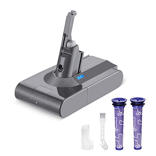 Powerextra 4.5Ah V8 Replacement Battery Compatible with V8 Animal V8 Absolute V8 Fluffy V8 Motorhead V8 Carbon Fiber Cord-Free Handheld Vacuum - 2 Filter  and  Brush
