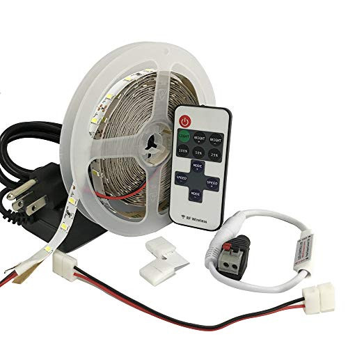 LED Kit White Lights Room Kitchen Closet Lighting - Complete Bright LED Kit for Kitchen Counter Lighting - 12V LED RF Controller - Power Supply