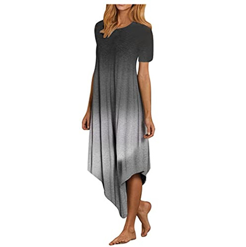 ZASUN Casual Midi Dresses for Women Short Sleeve O Neck Midi Dresses Fashion Tie Dye Summer Beach Dresses Plus Size Sundress Gray ZASUN Casual Midi Dresses for Women Short Sleeve O Neck Midi Dresses Fashion Tie Dye Summer Beach Dresses Plus Size Sundress Gray