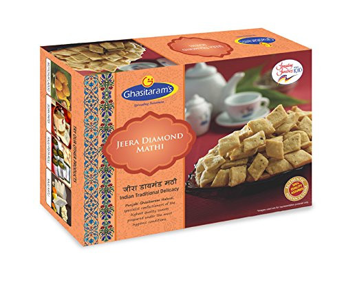 Ghasitaram's -Mumbai- Jeera Diamond Mathi Authentic Indian Food and Snacks Namkeen - 300 grams -14 oz- Ghasitaram's -Mumbai- Jeera Diamond Mathi Authentic Indian Food and Snacks Namkeen - 300 grams -14 oz-
