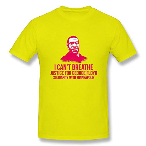 YCHZX I Can't Breathe Short Sleeve Black Lives Matter T-Shirt Against Racism-Yellow-L