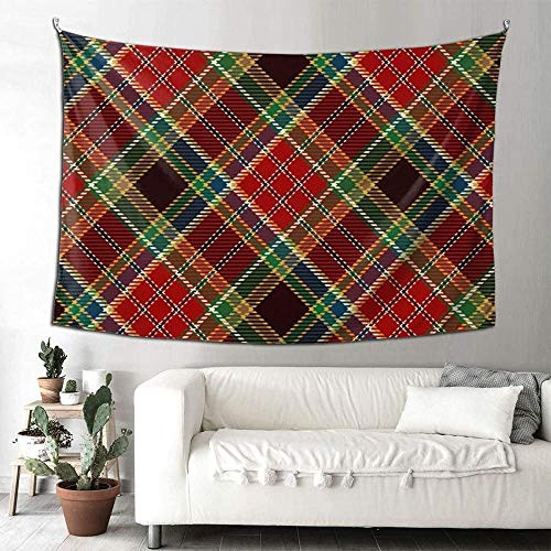 N-E Tapestry Wall Hanging Colorful Diagonal Tartan Tapestries Soft Fashion for Bedroom Dorm Decor in 60x40Inch N-E Tapestry Wall Hanging Colorful Diagonal Tartan Tapestries Soft Fashion for Bedroom Dorm Decor in 60x40Inch