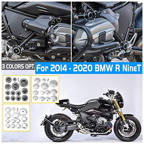 FATExpress R9T Accessories Parts Motorcycle CNC Aluminum Decoration Frame Hole Plug Cap Insert Cover Set Kit for BMW R Nine T NineT 2014 2015 2016 2017 2018 2019 2020-Black-