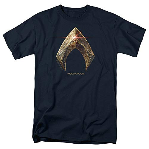 Justice League Movie Aquaman Logo DC Comics T Shirt  and  Stickers -XXXXX-Large- Navy