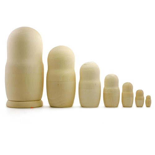 BestPysanky Set of 7 Unpainted Blank Wooden Russian Nesting Dolls 8.5 Inches