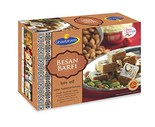 Ghasitaram's -Mumbai- Besan Barfi Authentic Indian Food and Sweets Mithai - 400 grams -14 oz- Ghasitaram's -Mumbai- Besan Barfi Authentic Indian Food and Sweets Mithai - 400 grams -14 oz-