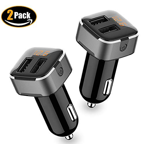 SUMWE Dual USB Output Voltage Detection Car Charger with Smart Switch Quick Charge 3.1A - for iPhone X/R/S/Max/8/7/6s/Plus, iPad Air 2/Mini 3, Galaxy S Series, Note Series, LG, Nexus, HTC (2-Pack)