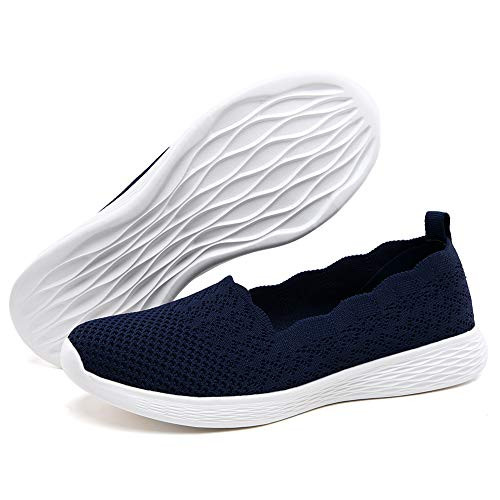 poemlady Women's Flat Slip on Shoes - Mesh Casual Nurse Walking Sneakers 7