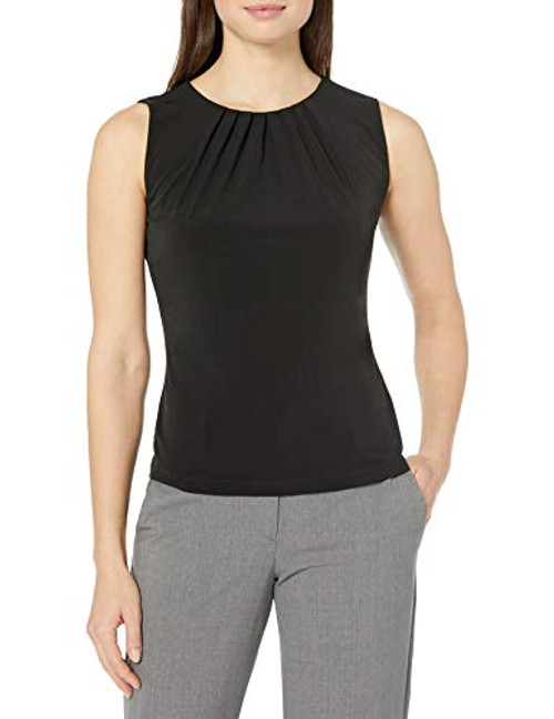 Calvin Klein Women's Pleat Neck Sleeveless Cami Black 14