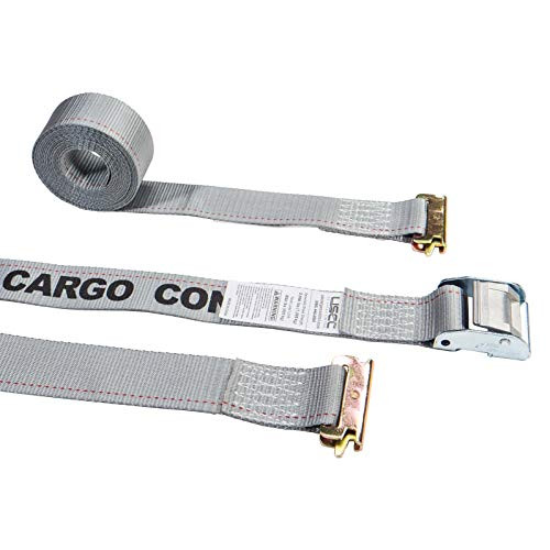 US Cargo Control E Track Cam Buckle Strap - 2 Inch X 16 Foot Gray E Track Strap - Spring E Fittings - Easily Secure Cargo in an Enclosed Van Trailer - 833 Pound Working Load Limit