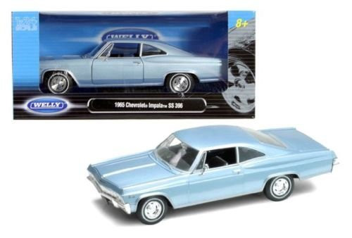 Welly New 1-24 W-B Collection - Blue 1965 Chevrolet Impala SS 396 HT Diecast Model Car Welly New 1-24 W-B Collection - Blue 1965 Chevrolet Impala SS 396 HT Diecast Model Car